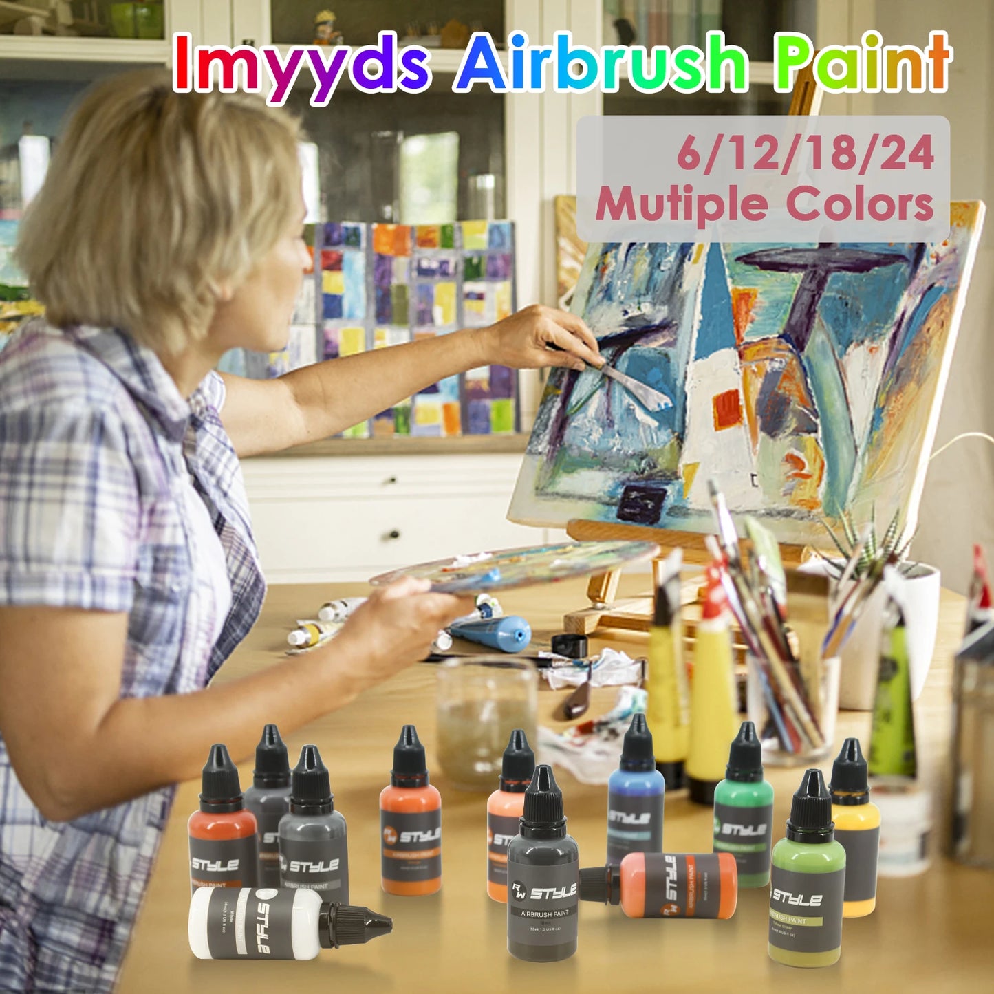 24Colors/Set Airbrush Paint Set, Water Based, Ready To Spray