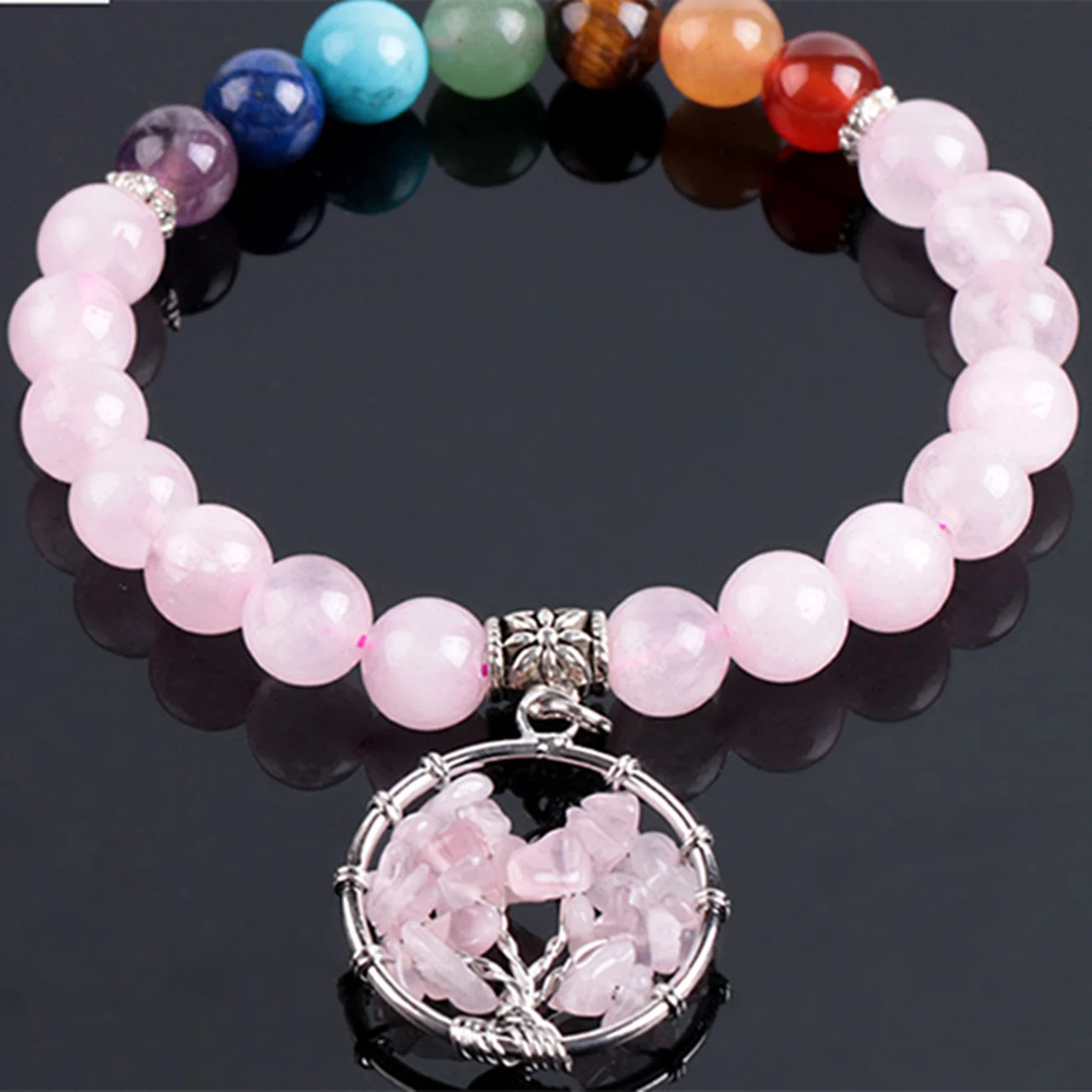 Crystal Beaded Bracelet, Natural Stone Beads