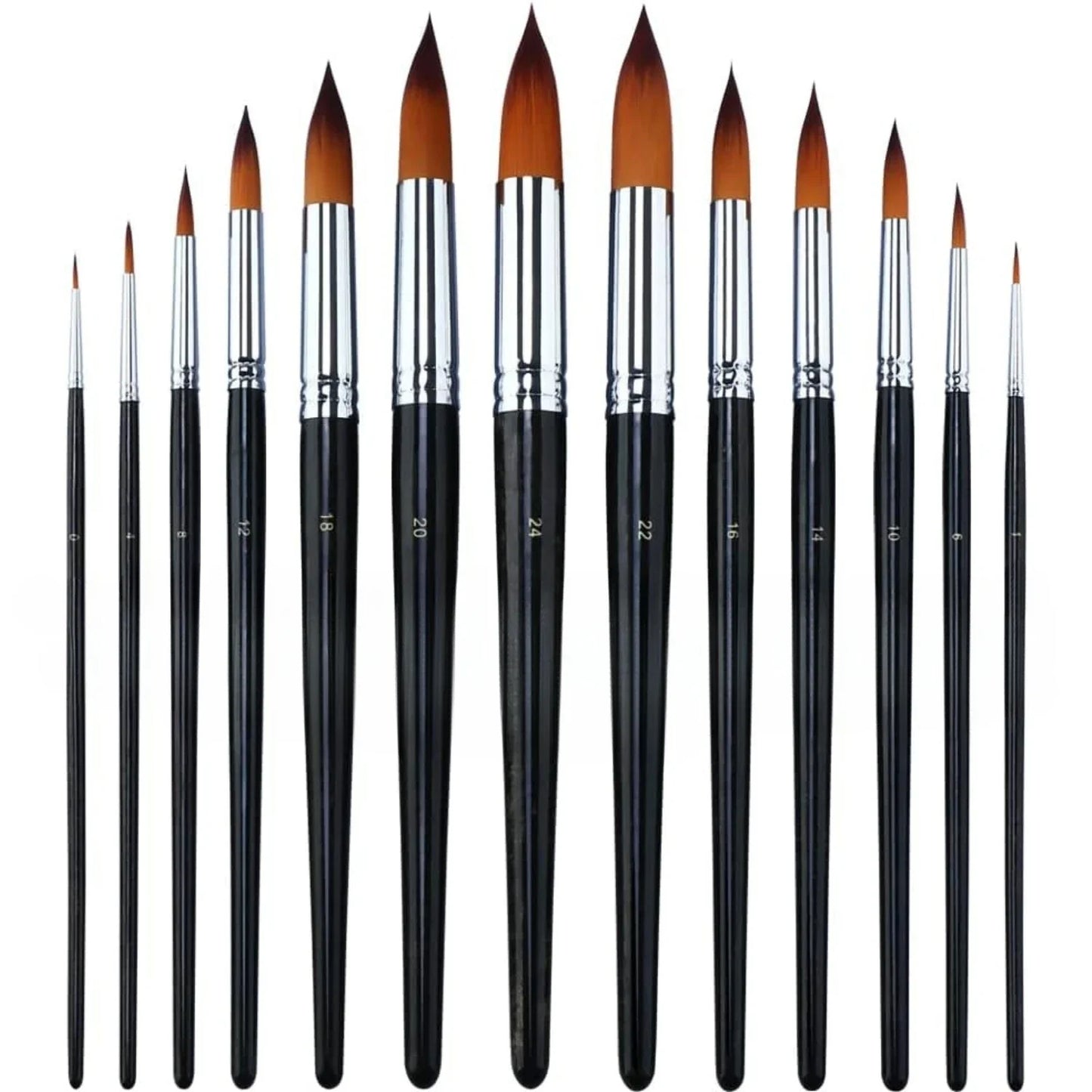 Round Paint Brush Set for Watercolor, Acrylic, Ink and More