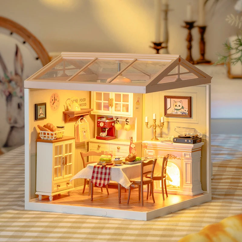 Miniature Dollhouse Kit with LED