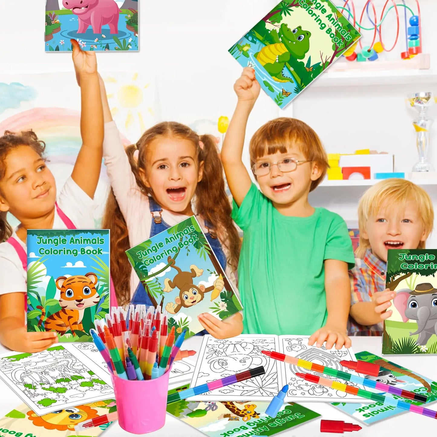 24Pcs Jungle Safari Animals Coloring Books for Kids