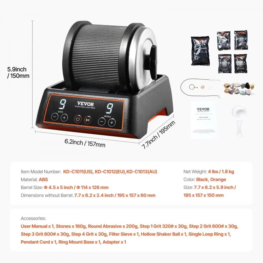Rock Tumbler Kit with Grits for Stone Polishing