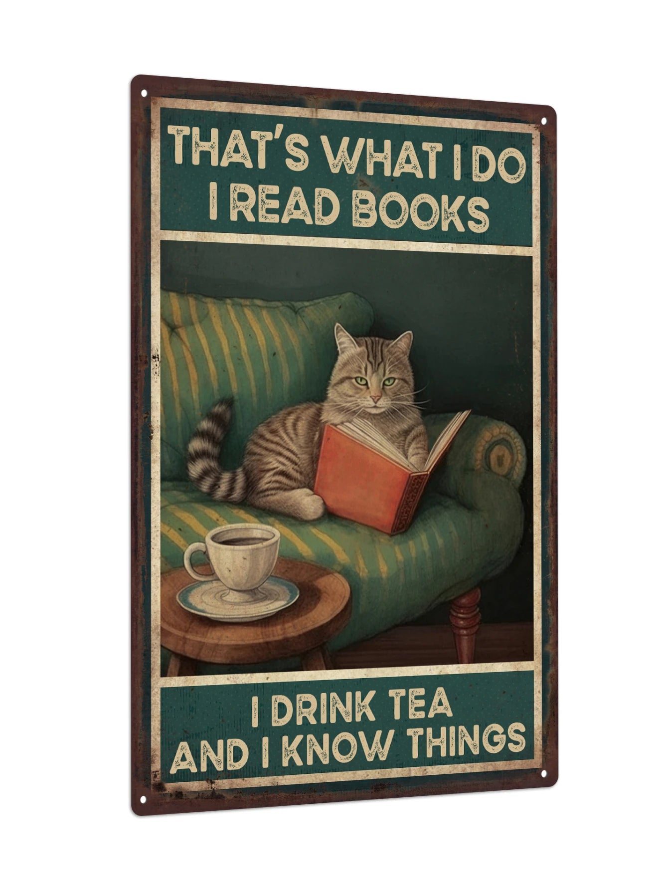 Putuo Decor Cat Metal Plaque, Retro Wall