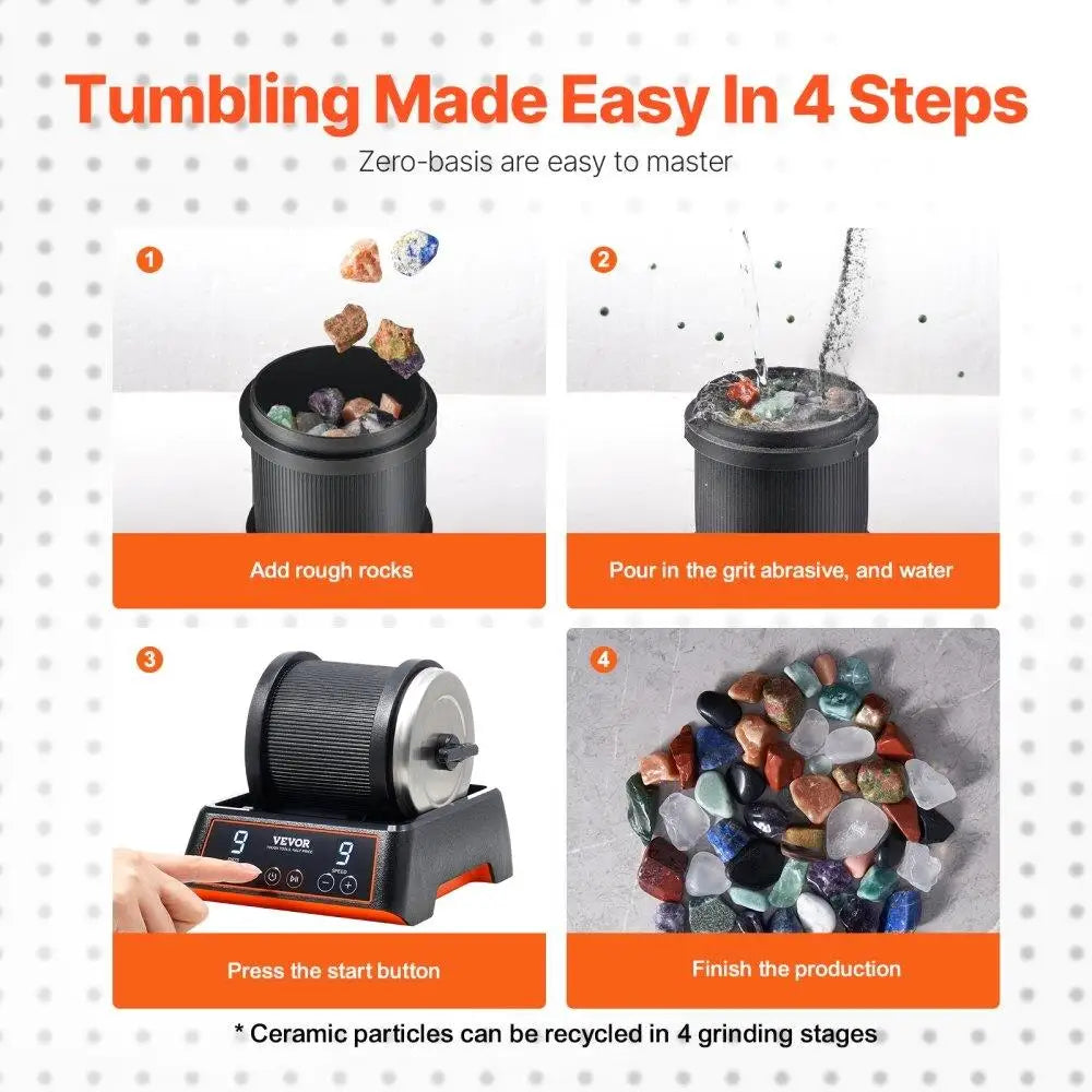Rock Tumbler Kit with Grits for Stone Polishing