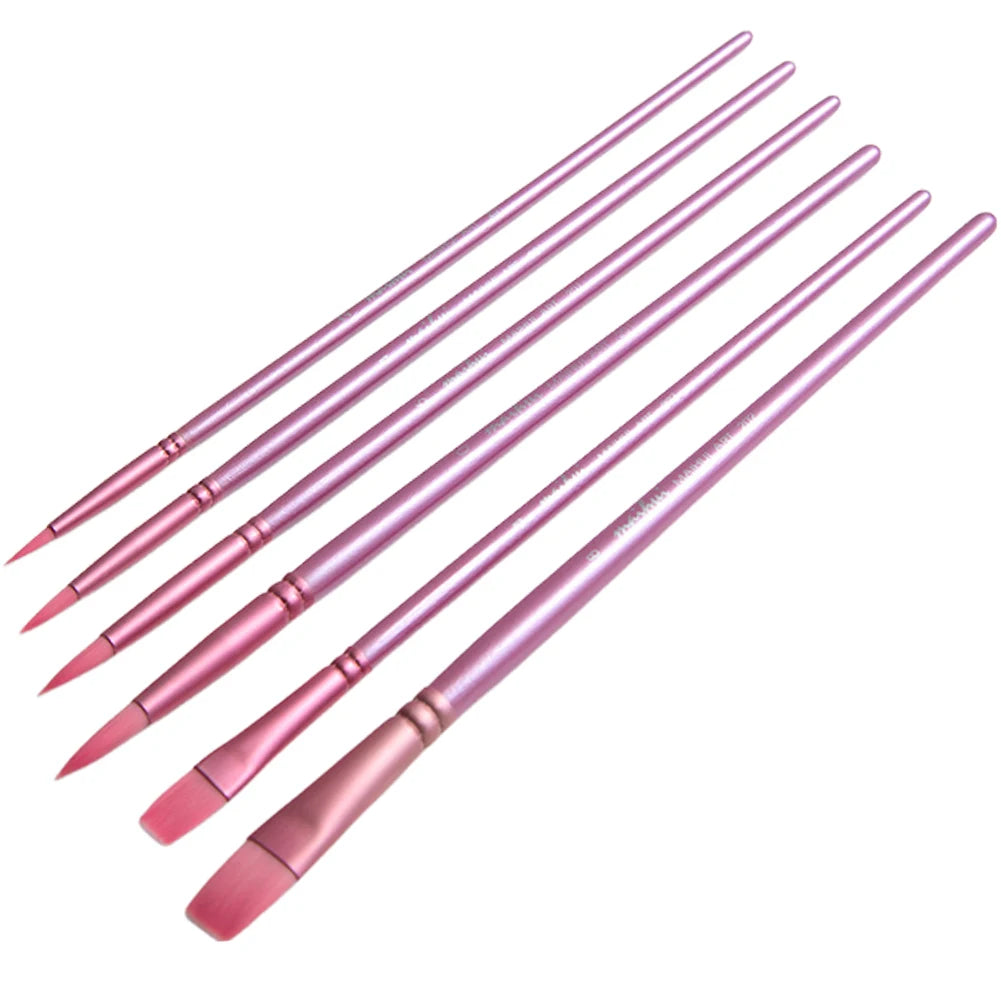 Watercolor Paint Brushes, Wooden Handle, Nylon Hair Flat Head