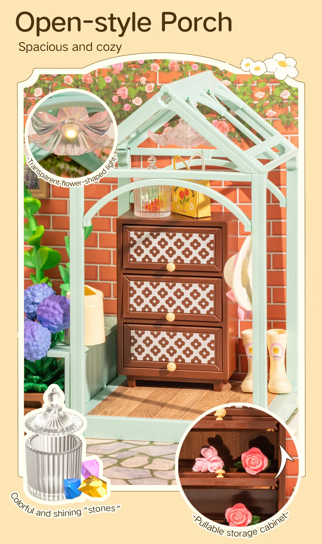 Miniature Dollhouse Kit with LED