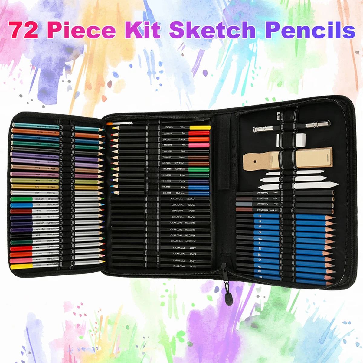 72Pcs Sketching Pencils Professionals Set