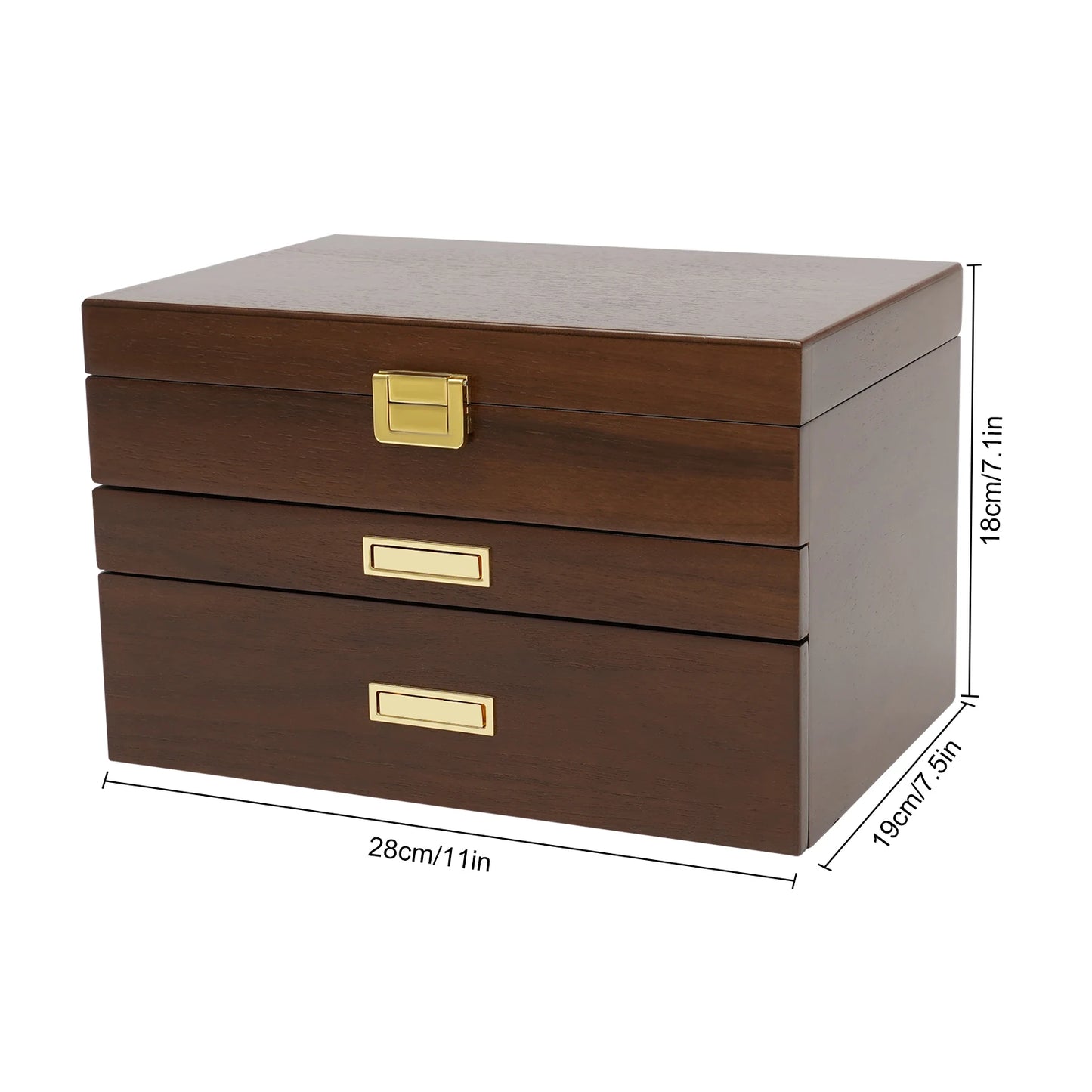 Black Walnut /Brown / White Wood Jewelry Box