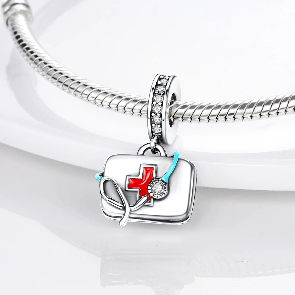 Sterling Silver First Aid Box Pendant Charms