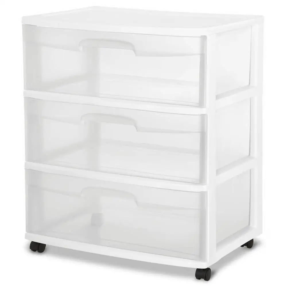 3-Drawer Wide Rolling Cart Storage Organizer