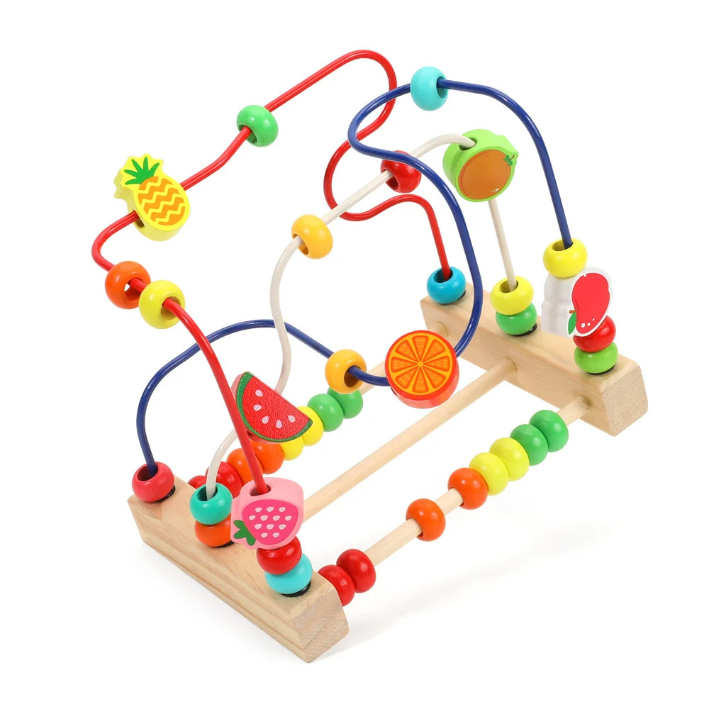 Children's Wooden Toys Fruit Beads Counting Learning Puzzle
