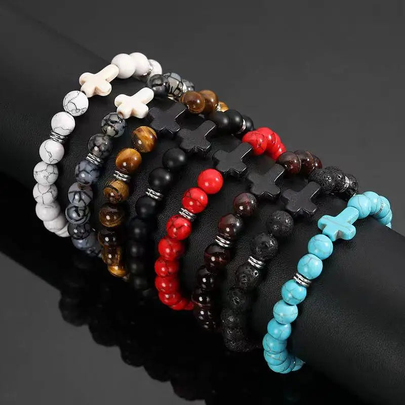 8Pcs Cross Charm Beaded Bracelets
