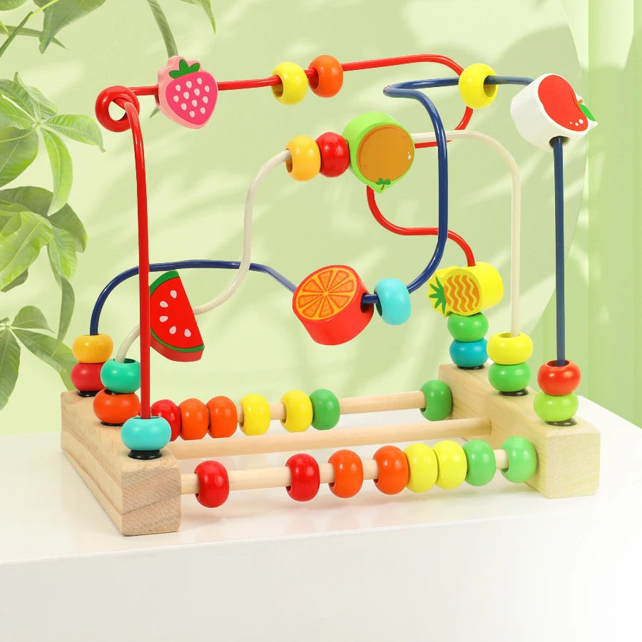 Children's Wooden Toys Fruit Beads Counting Learning Puzzle