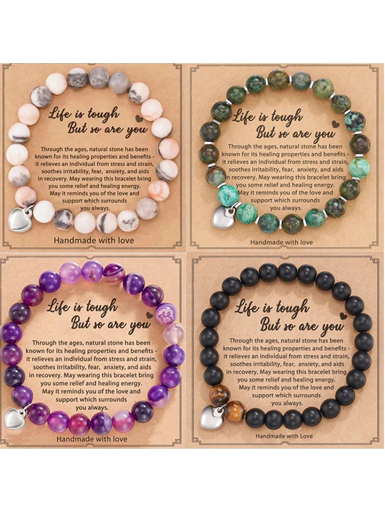 4Pcs Natural Stone Handmade Beaded Bracelets