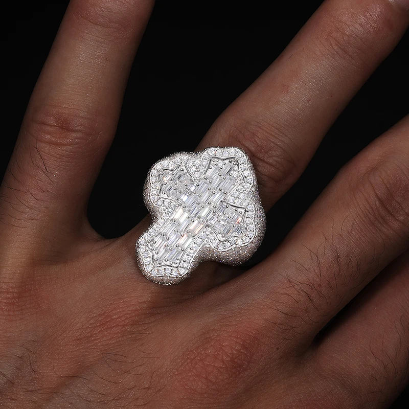 Sterling Unisex Baguette Moissanite Hip Hop Jewelry