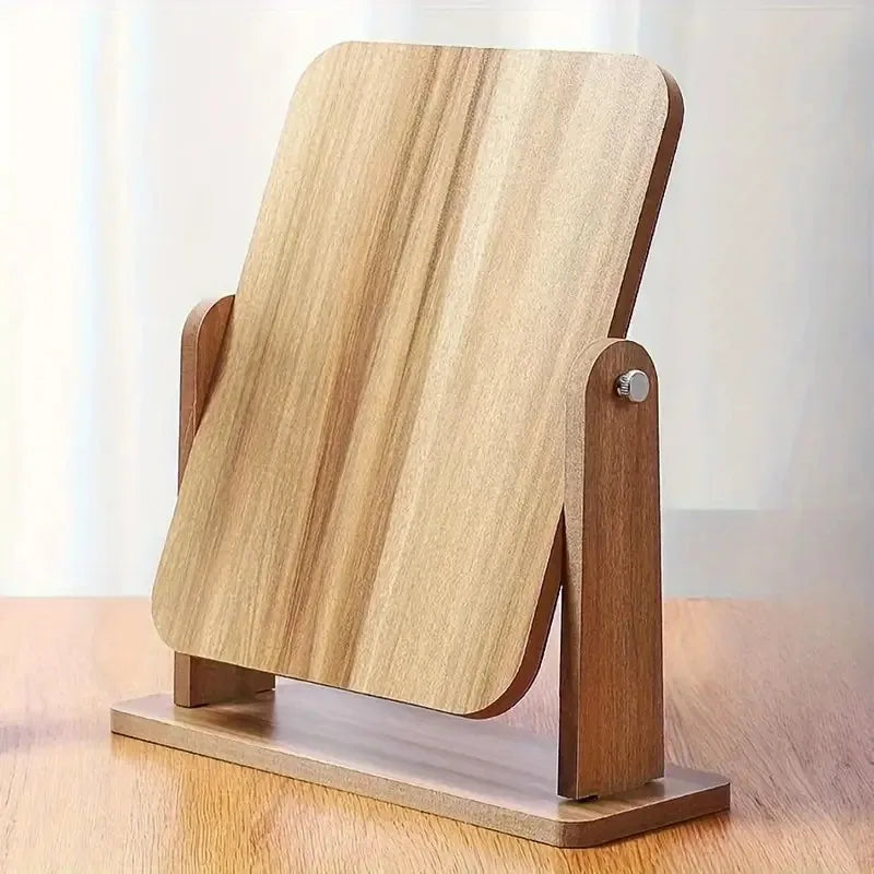 Wooden Rotating Desktop Makeup/Vanity Mirror