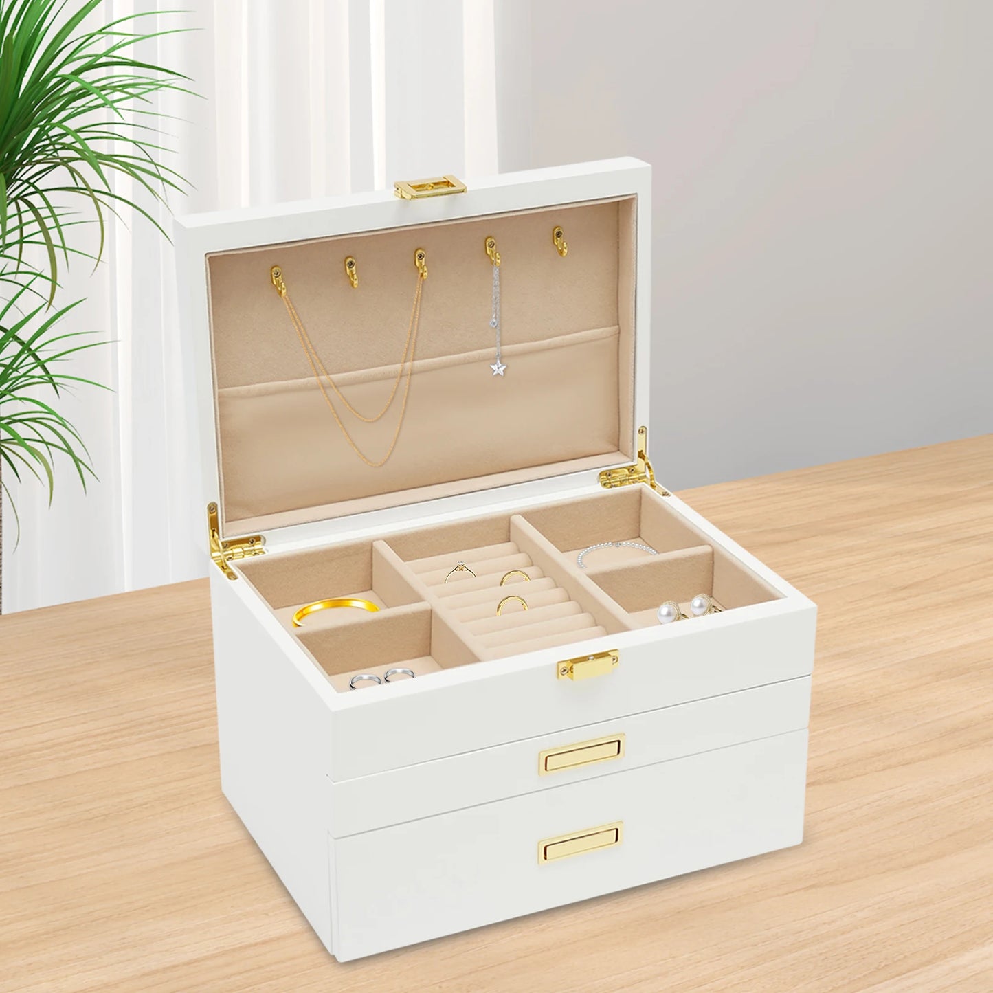 Black Walnut /Brown / White Wood Jewelry Box