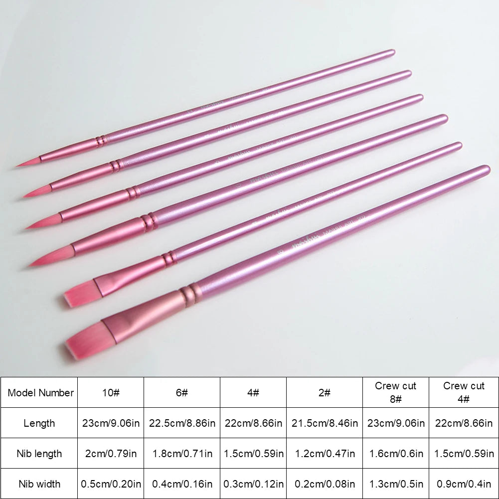 Watercolor Paint Brushes, Wooden Handle, Nylon Hair Flat Head