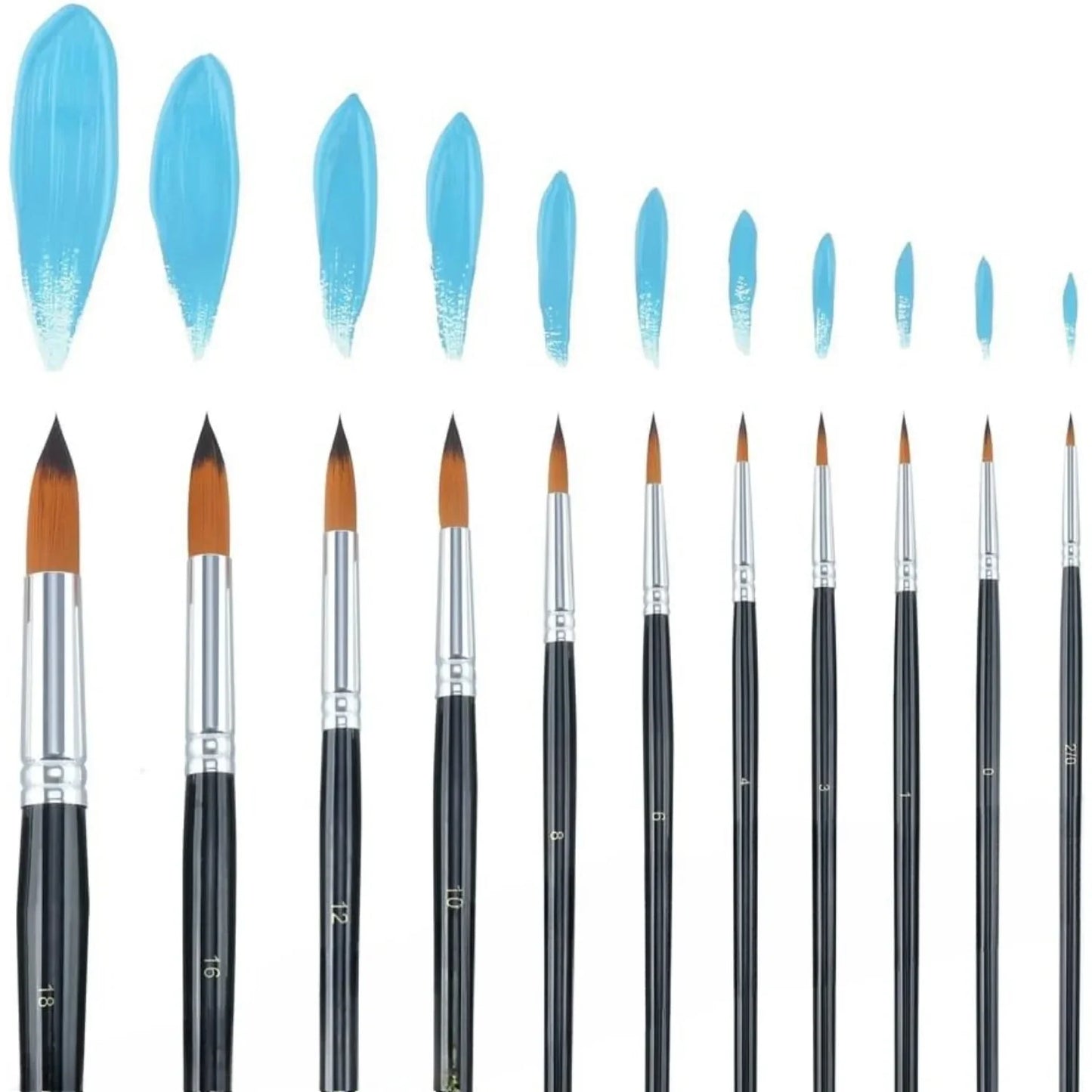 Round Paint Brush Set for Watercolor, Acrylic, Ink and More