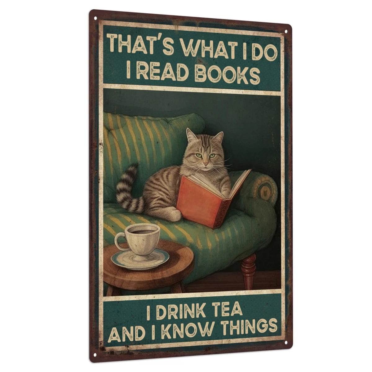 Putuo Decor Cat Metal Plaque, Retro Wall