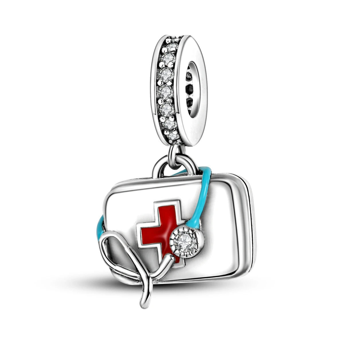 Sterling Silver First Aid Box Pendant Charms
