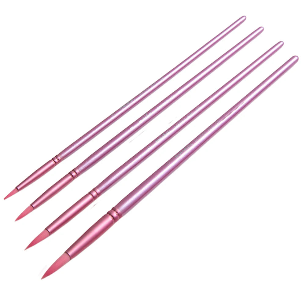 Watercolor Paint Brushes, Wooden Handle, Nylon Hair Flat Head