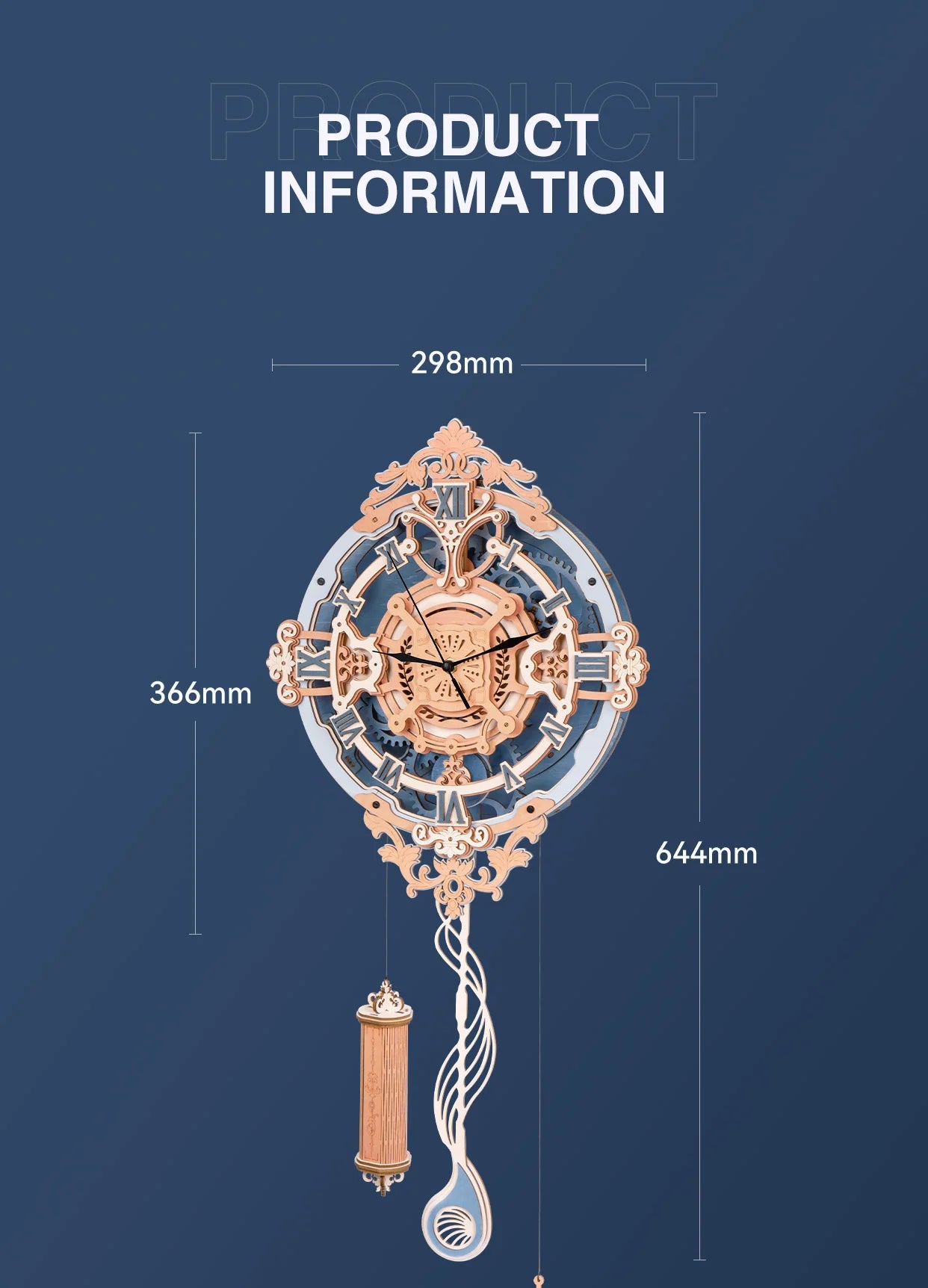 Romantic Note Wall Clock W/Pendulum 3D Wooden Puzzle
