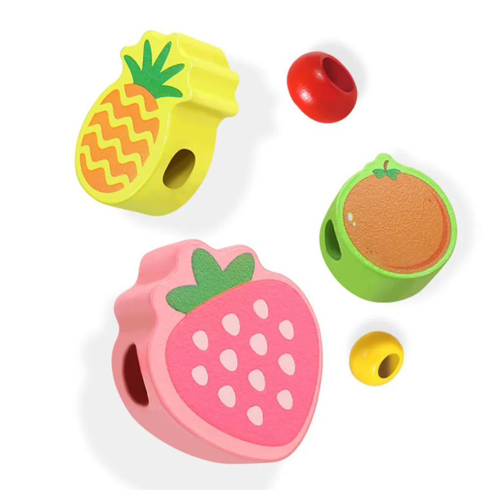 Children's Wooden Toys Fruit Beads Counting Learning Puzzle