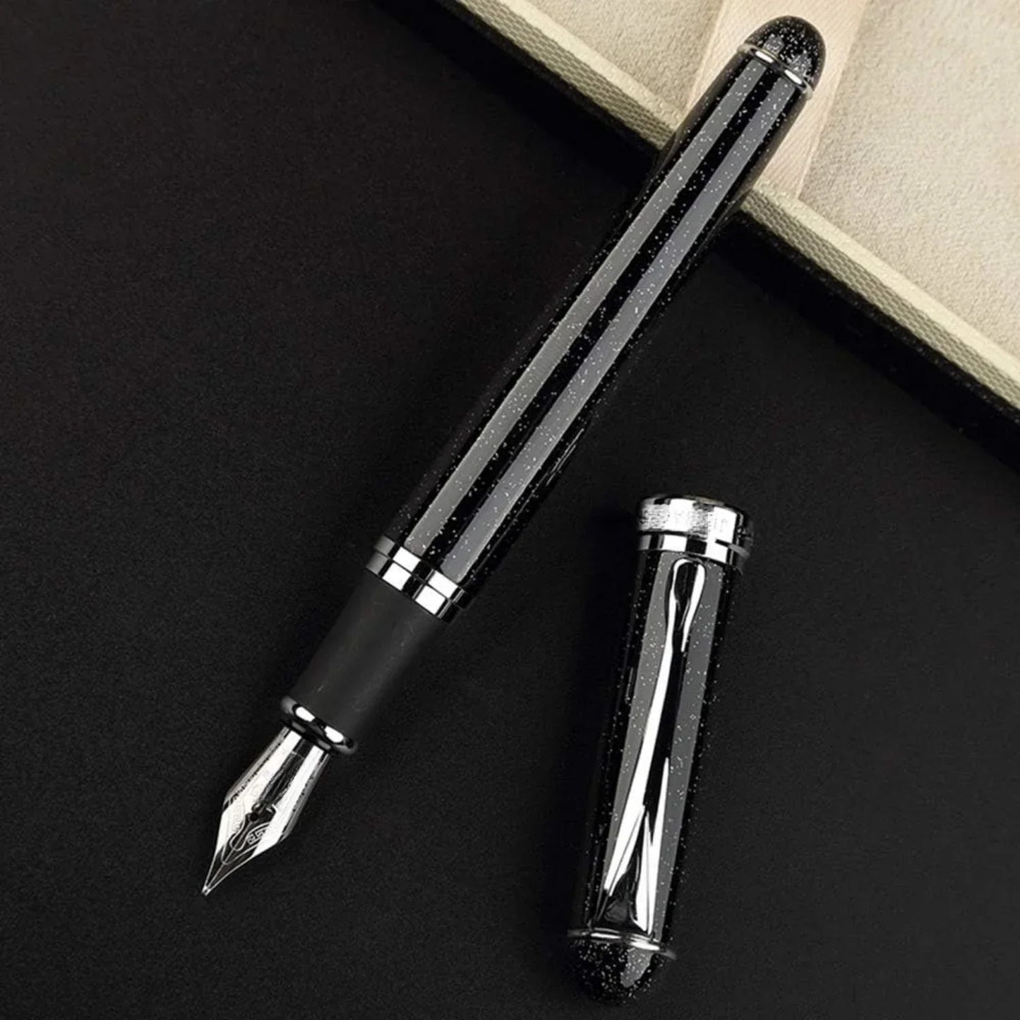 Black Glitter Fountain Pen, Refillable