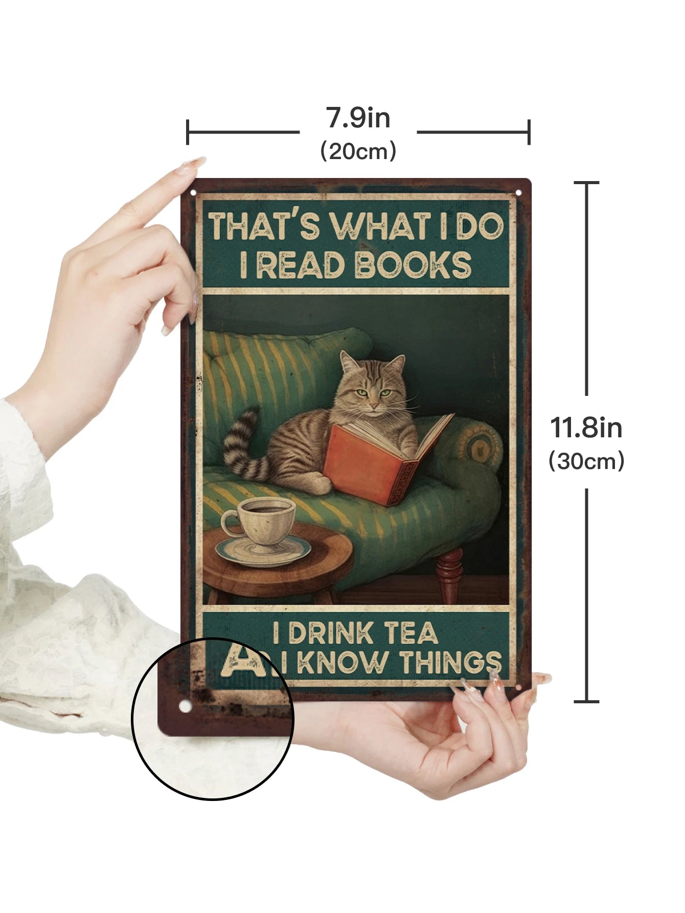 Putuo Decor Cat Metal Plaque, Retro Wall