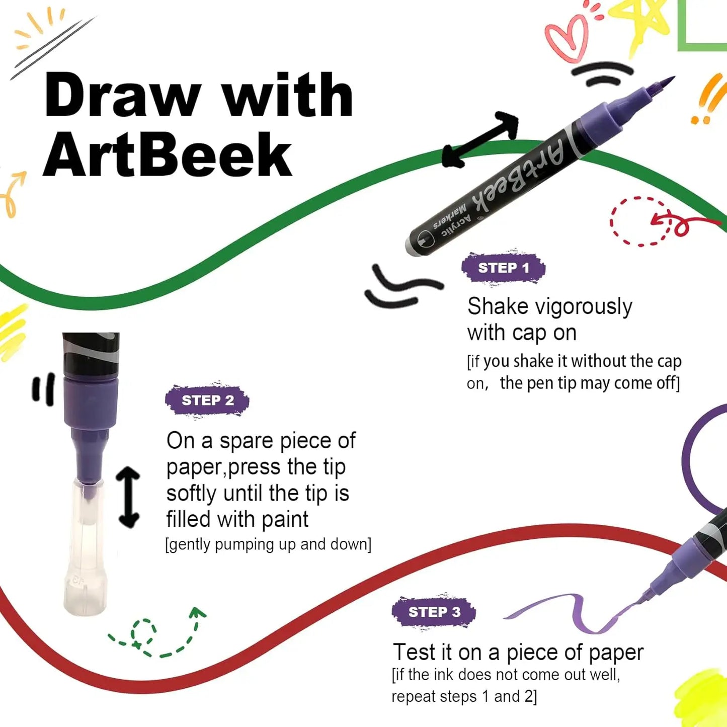 36 Colors Acrylic Paint Markers with Brush Tip