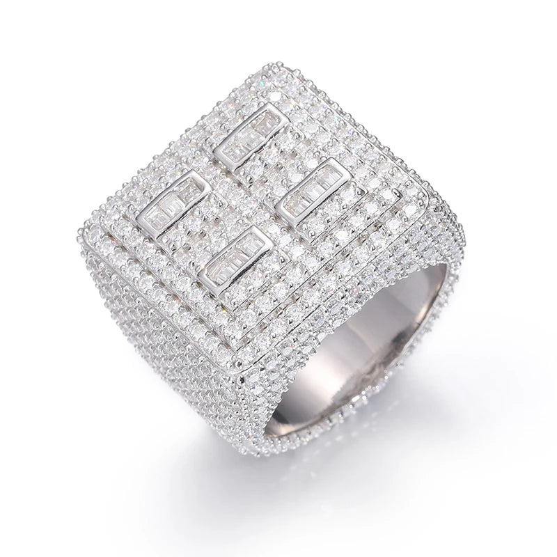 Sterling Unisex Baguette Moissanite Hip Hop Jewelry