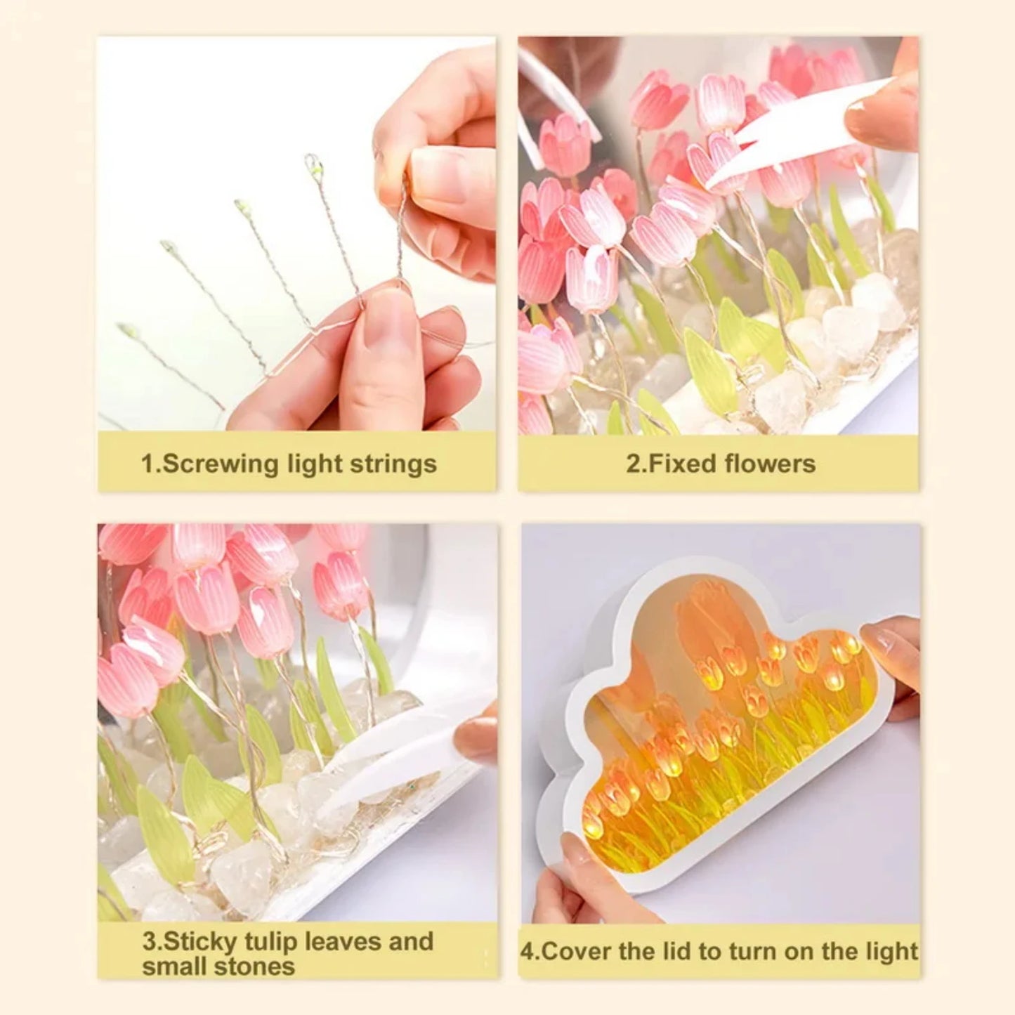 DIY Cloud Tulip Mirror LED Night Light