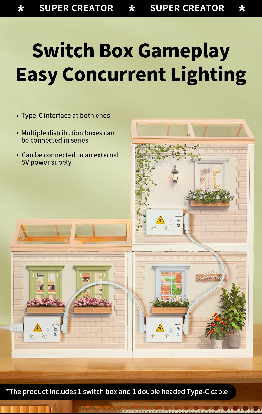 Miniature Dollhouse Kit with LED