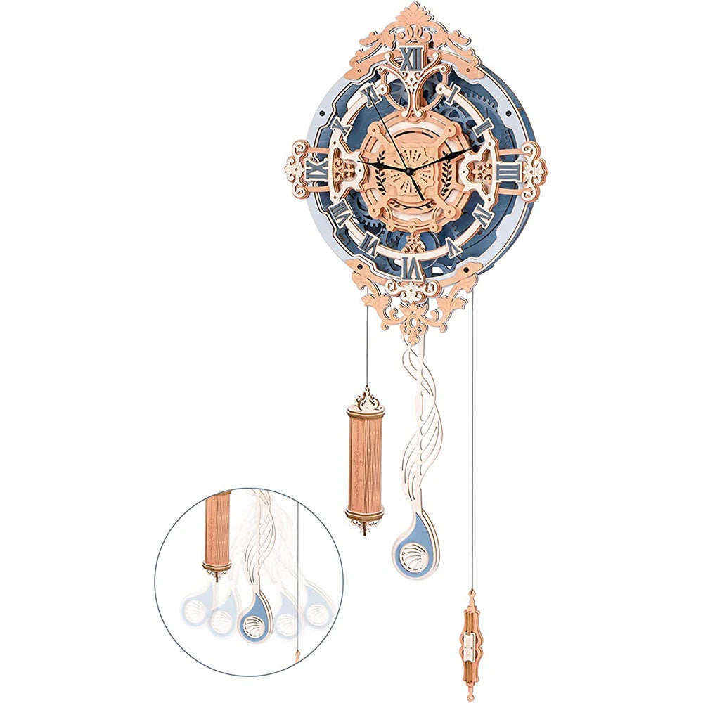Romantic Note Wall Clock W/Pendulum 3D Wooden Puzzle