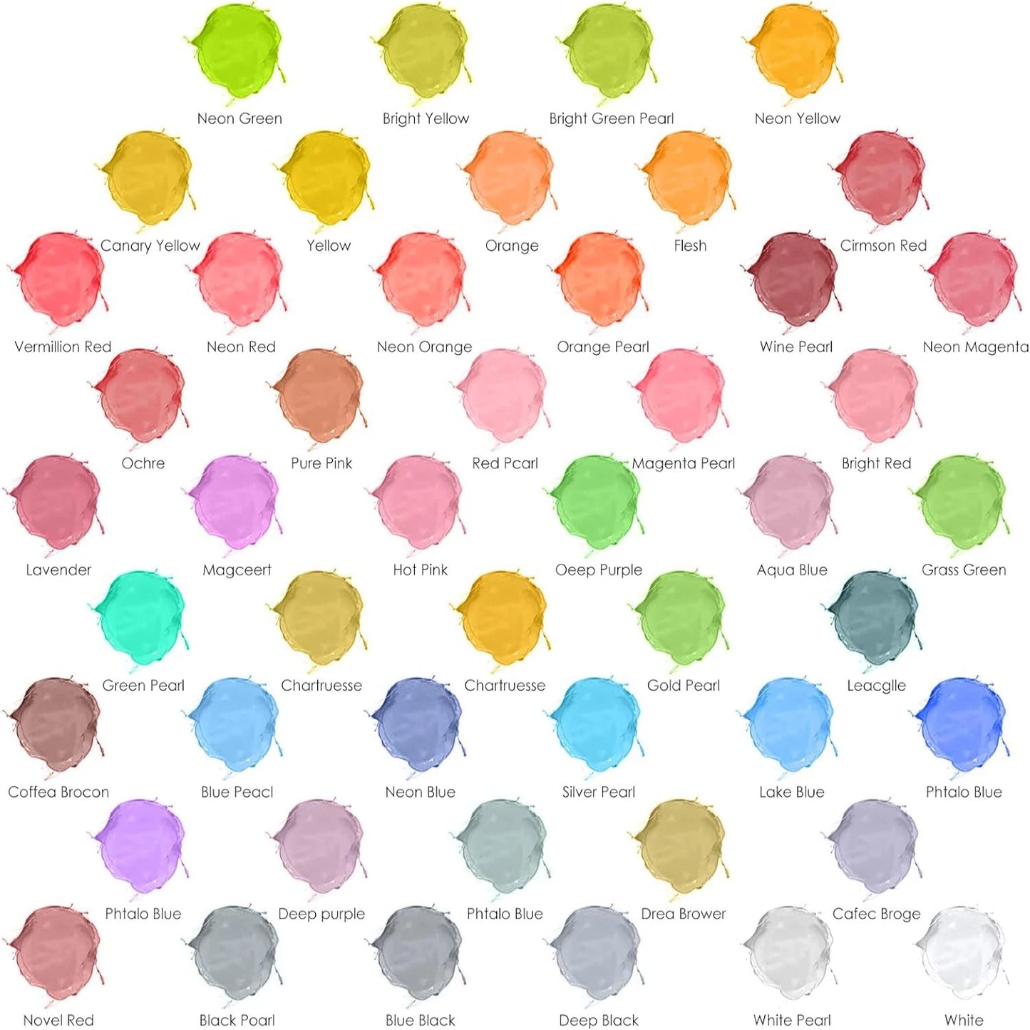 48 Colors Airbrush Paint Set Opaque & Brilliant Colors