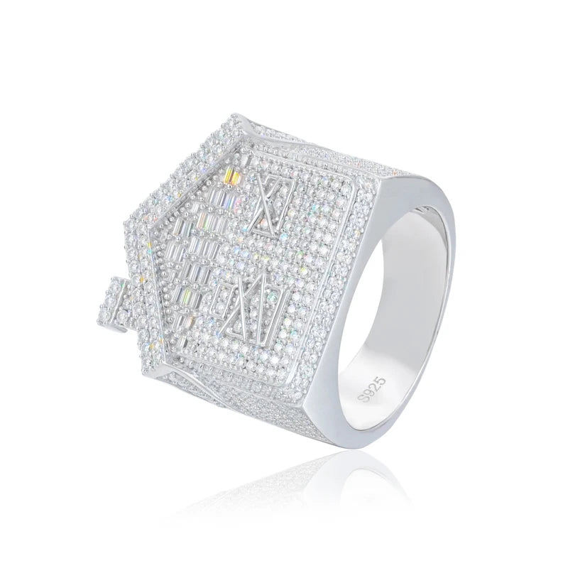 Sterling Unisex Baguette Moissanite Hip Hop Jewelry