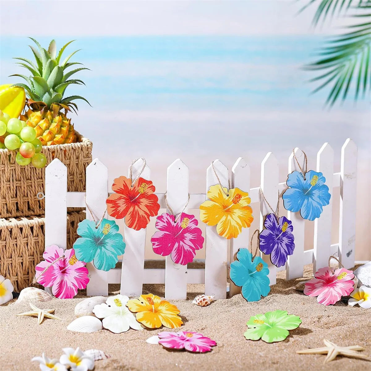 Wooden Pineapple Decor, Hawaiian Luau Ornaments