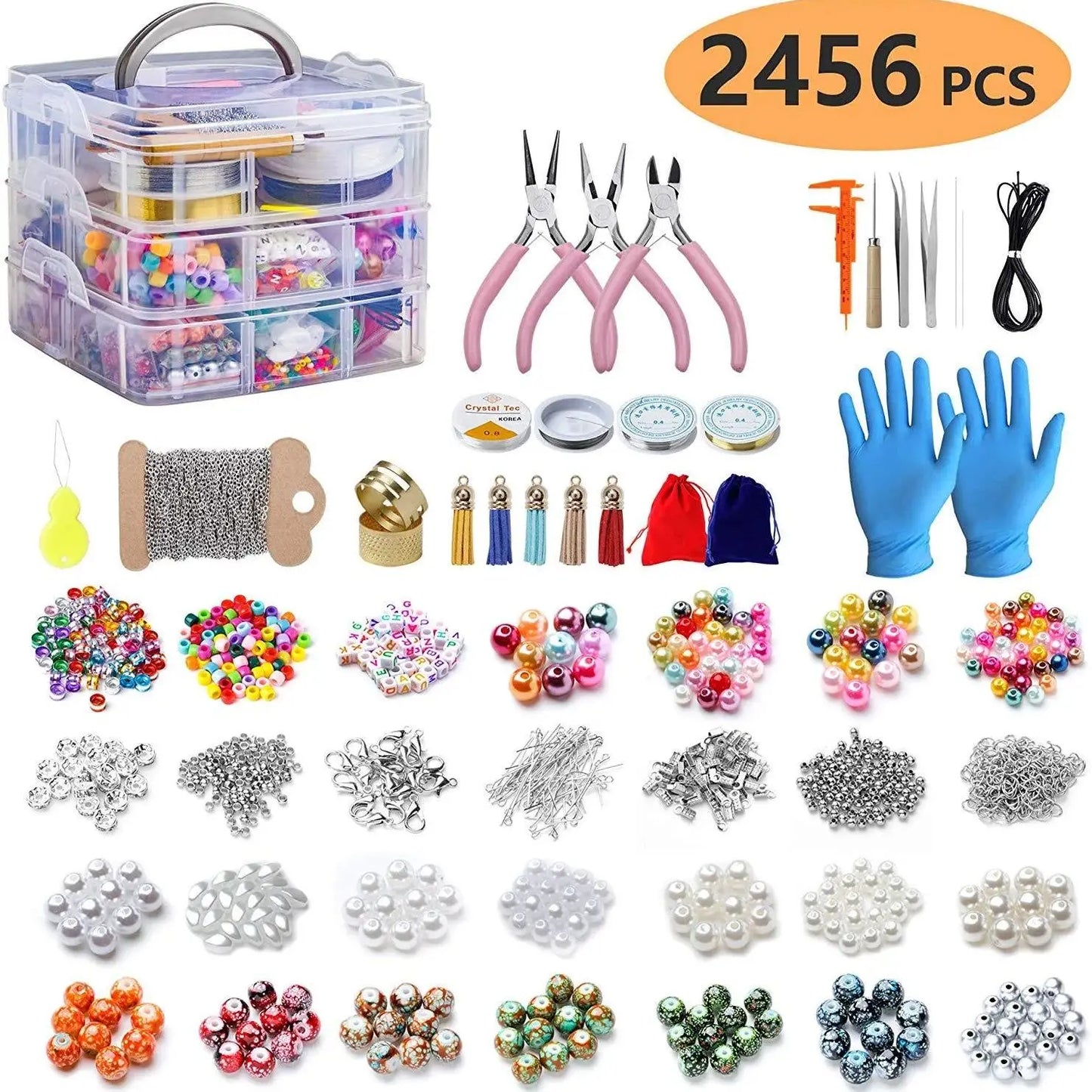 2456-Piece Deluxe DIY Bead Jewelry Making Complete Kit