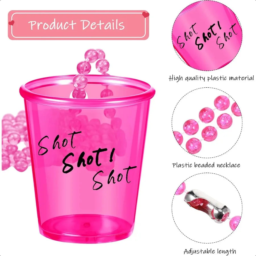 Shot Glass Cups, Beaded Necklace