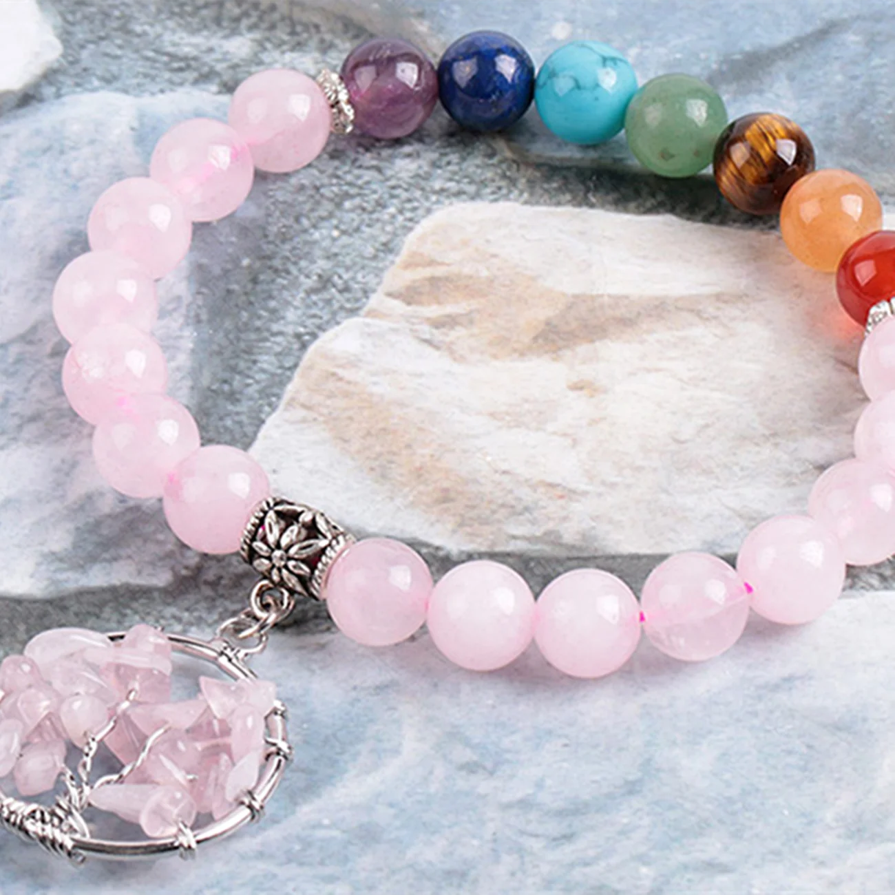Crystal Beaded Bracelet, Natural Stone Beads