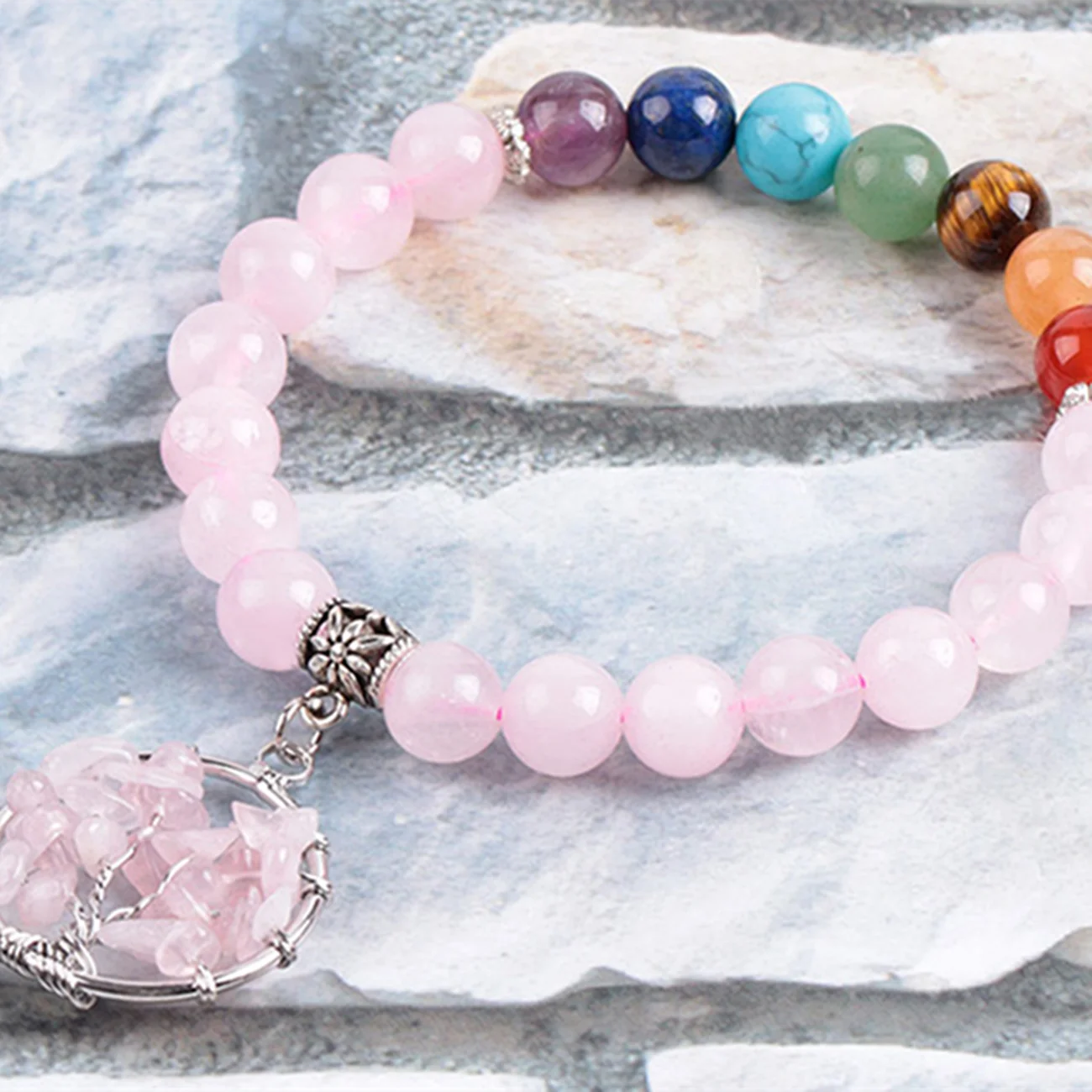 Crystal Beaded Bracelet, Natural Stone Beads