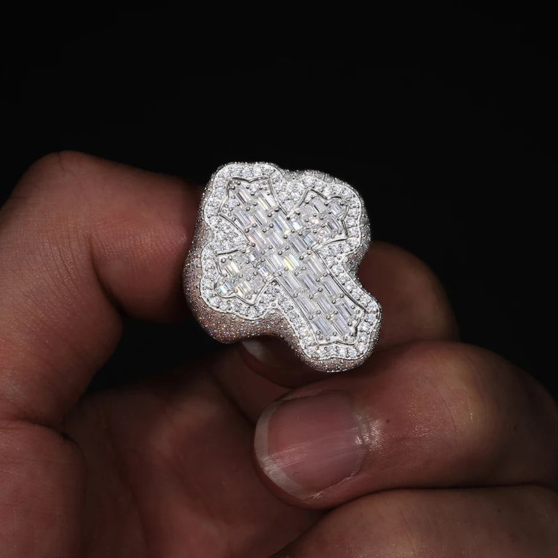 Sterling Unisex Baguette Moissanite Hip Hop Jewelry