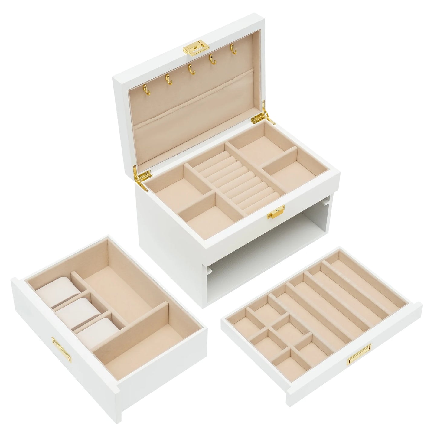 Black Walnut /Brown / White Wood Jewelry Box