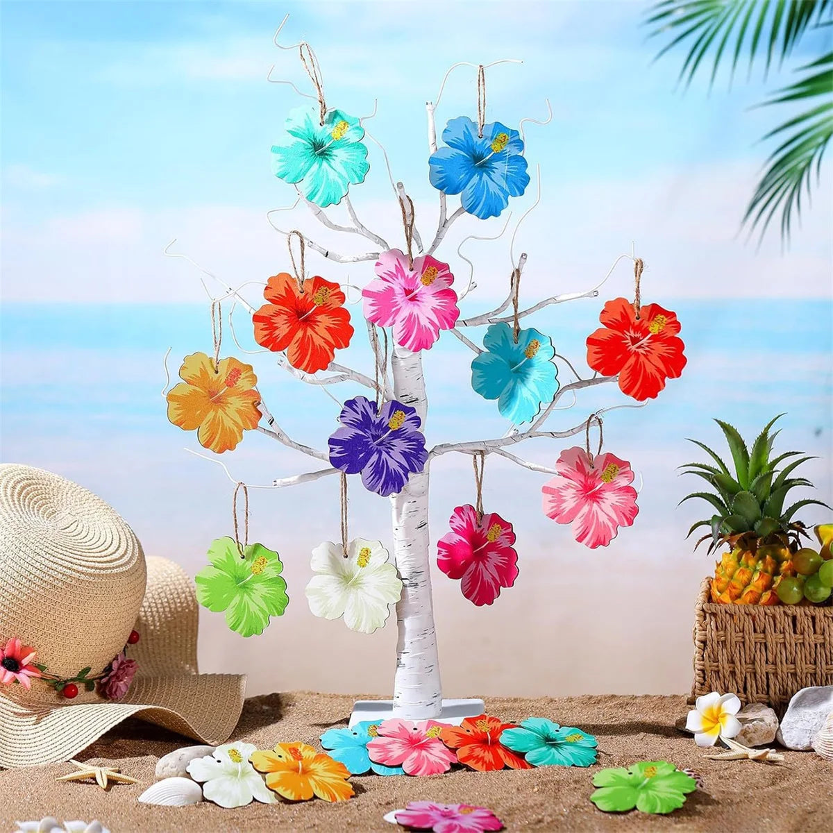 Wooden Pineapple Decor, Hawaiian Luau Ornaments