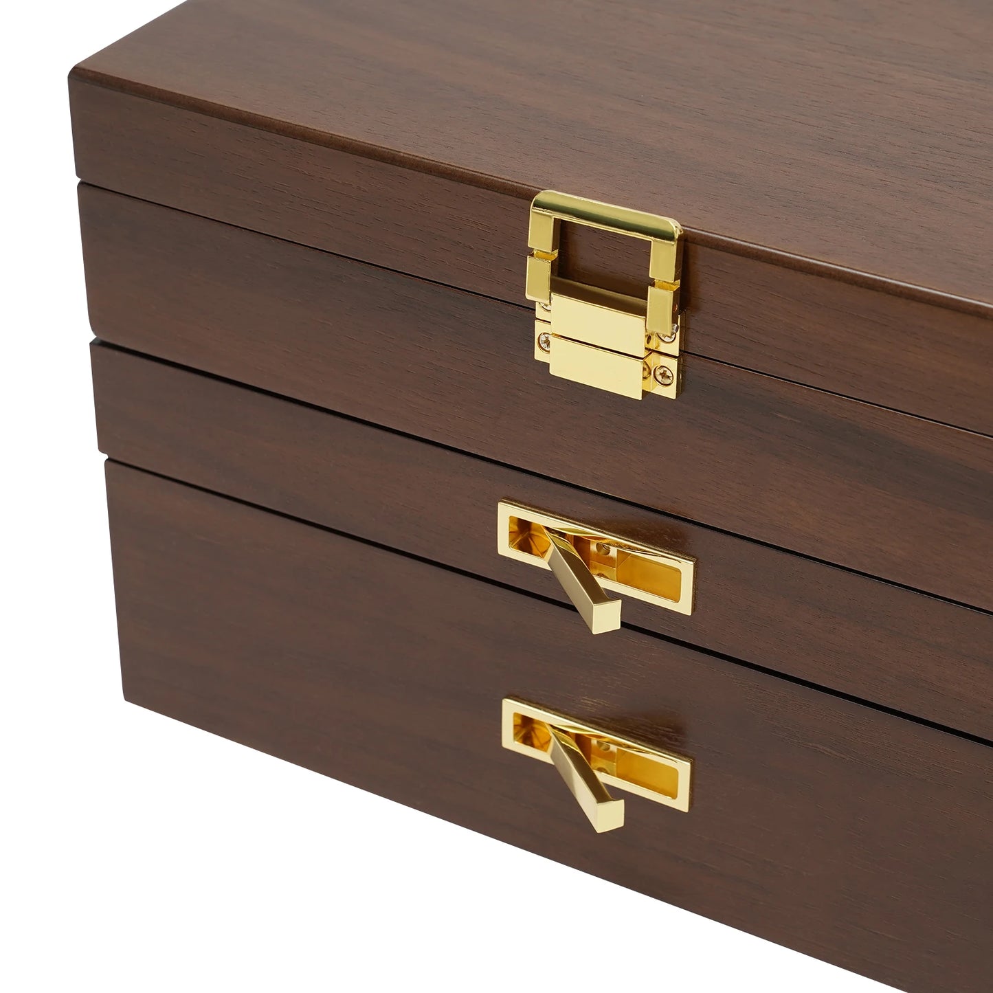 Black Walnut /Brown / White Wood Jewelry Box