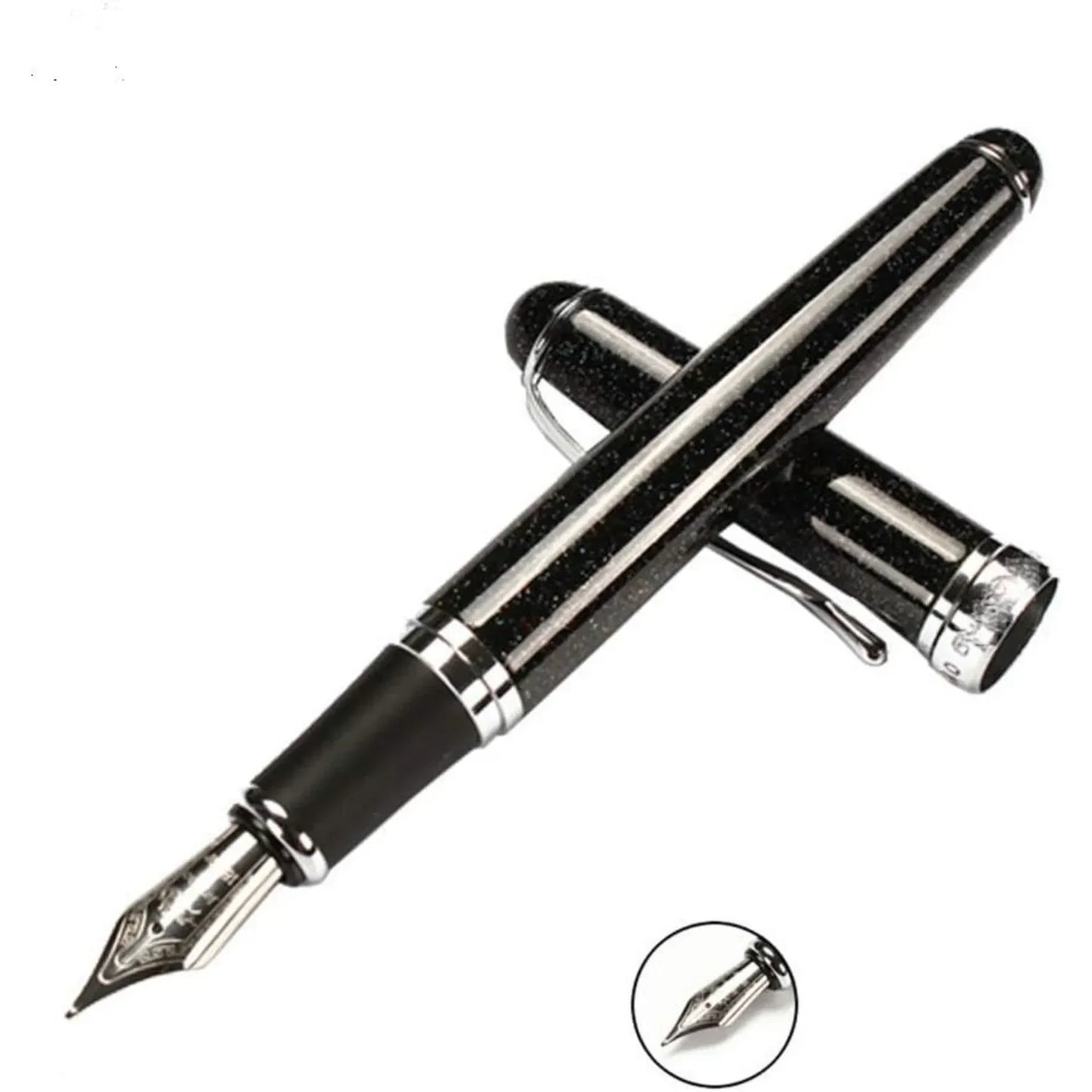 Black Glitter Fountain Pen, Refillable