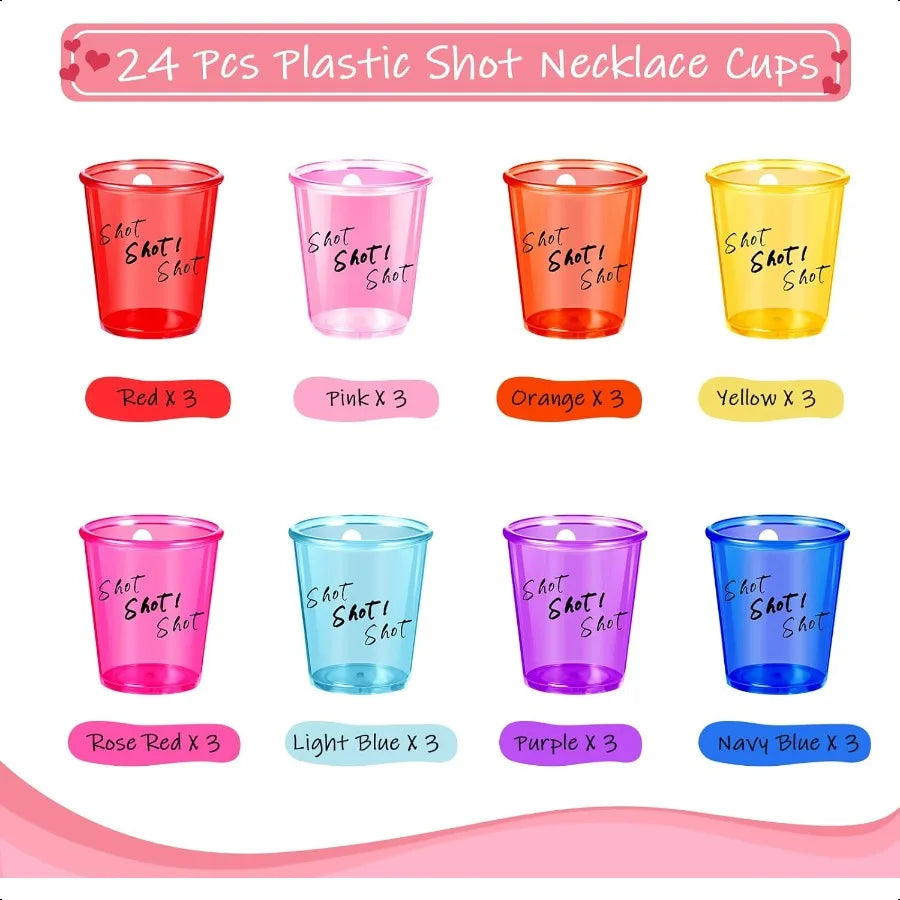 Shot Glass Cups, Beaded Necklace