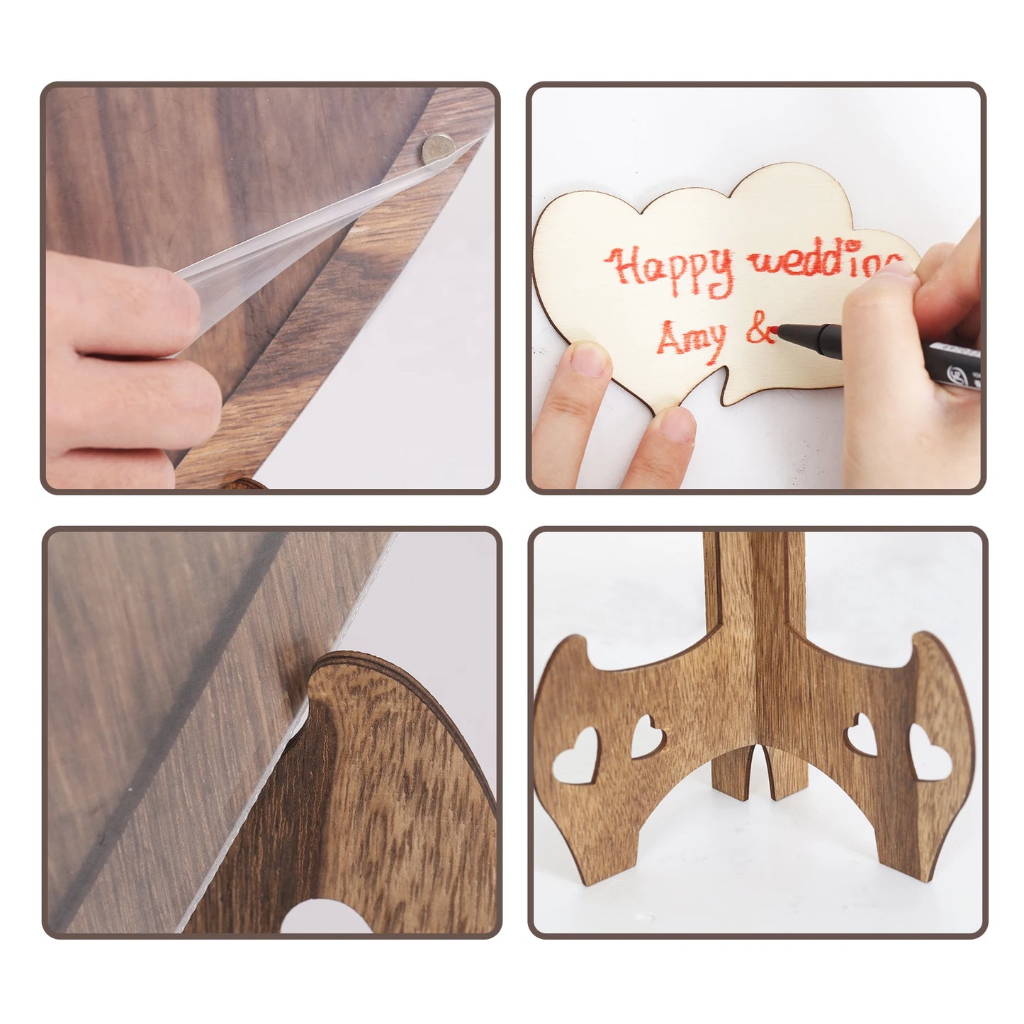 Wedding Guest Book, Wooden Heart-shaped