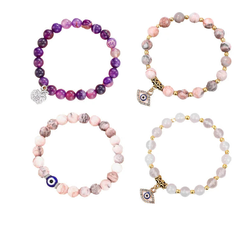 4Pcs Natural Stone Handmade Beaded Bracelets